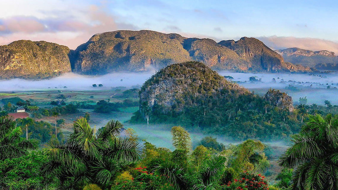 Early morning fog in Vinales valley, Cuba