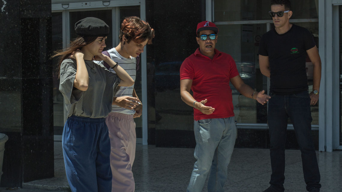 Local man talking on the street