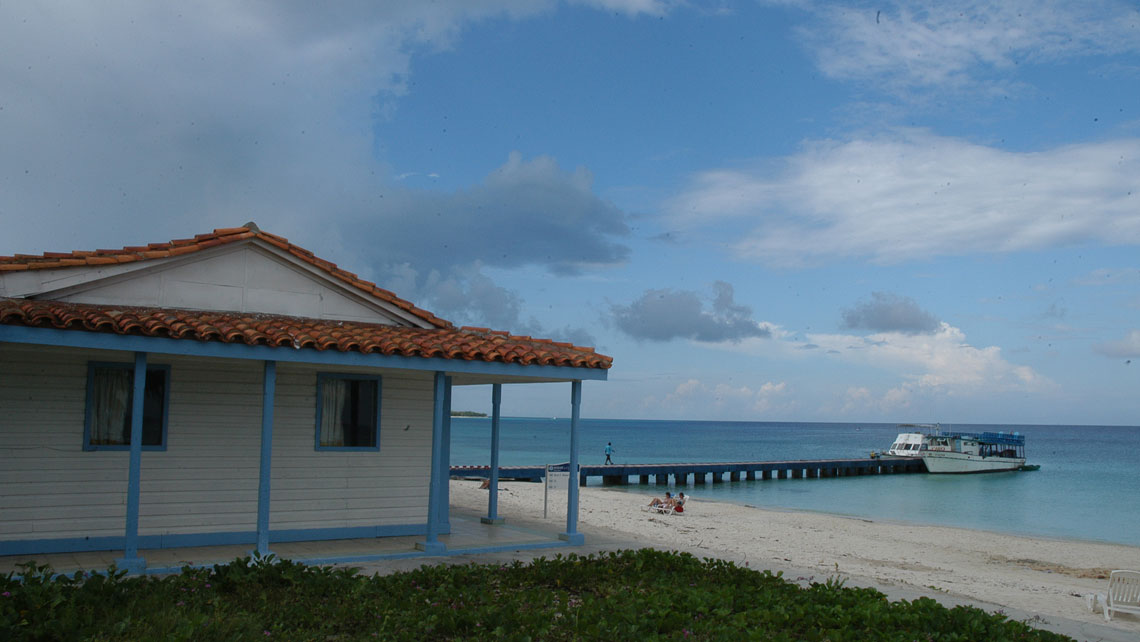 Wooden house near a pier in Maria La Gorda