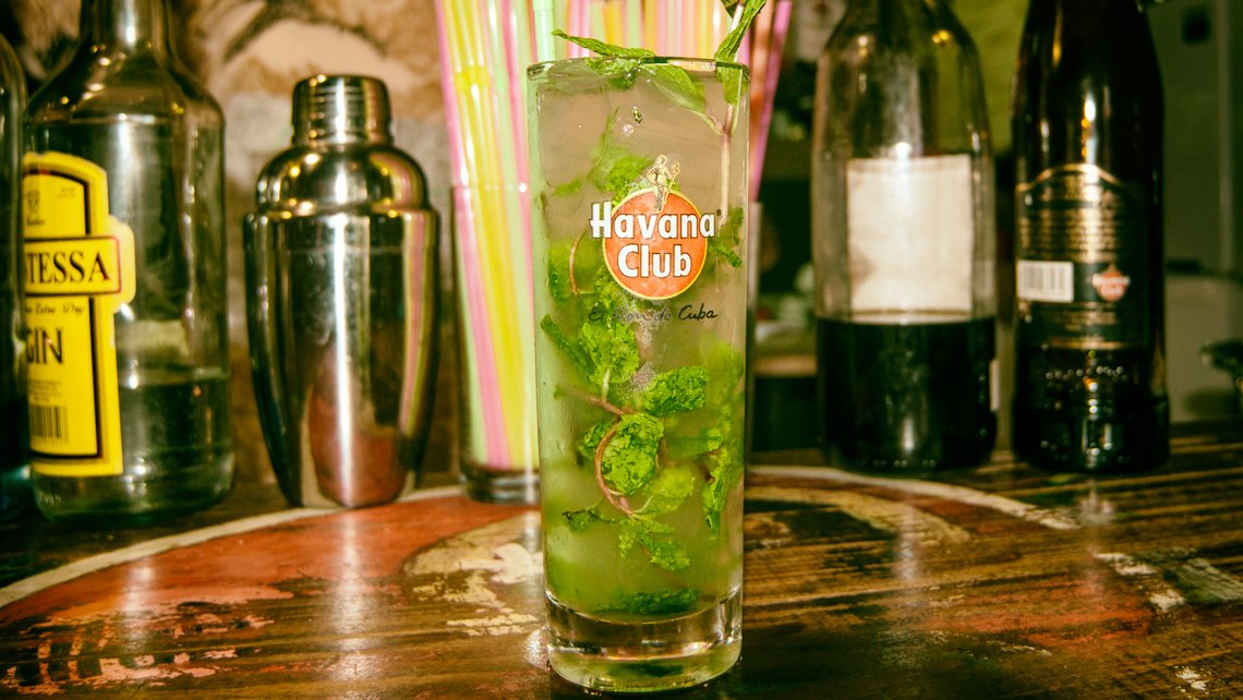 Mojito cocktail in a highball glass