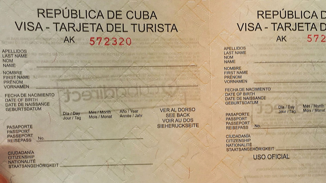 A specimen of Cuban visa