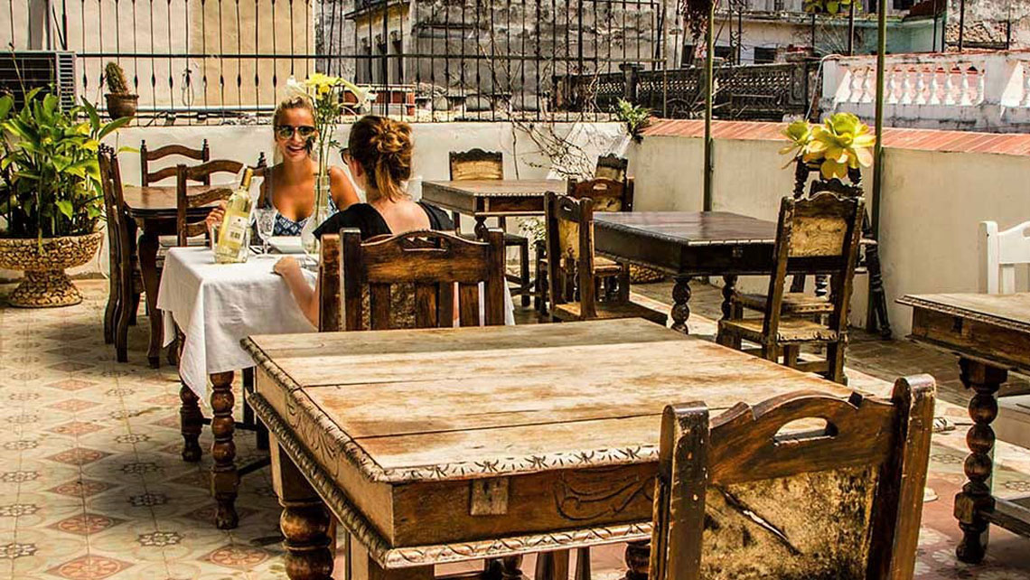 Two young women having lunch