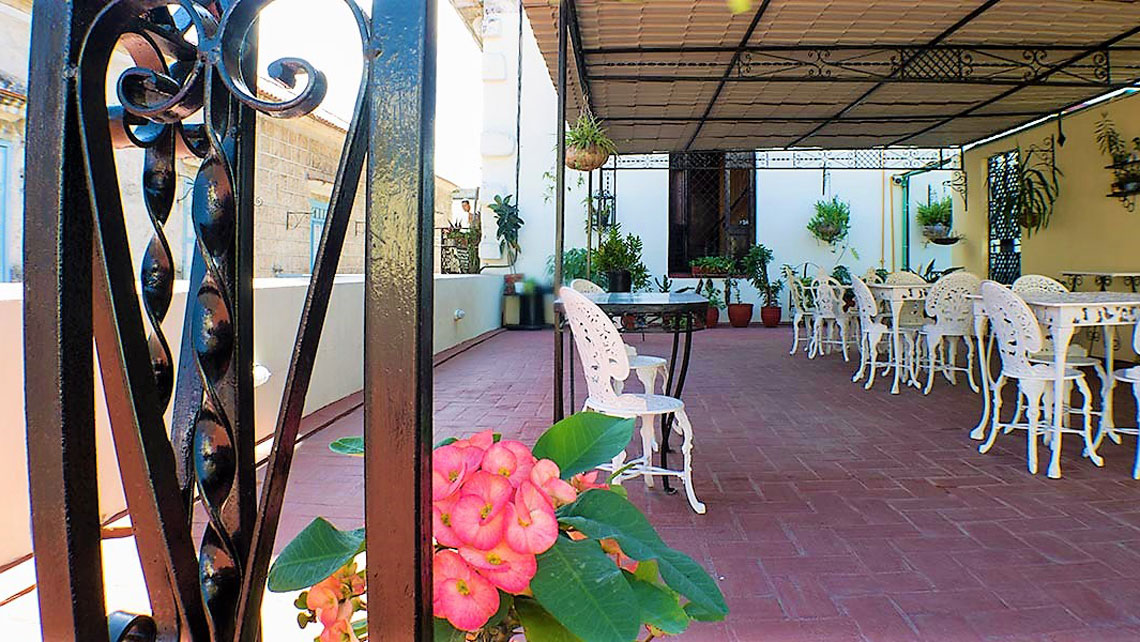 Ironcast tables and chairs in a terrace