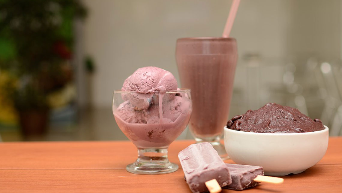 Chocolate ice cream in different format