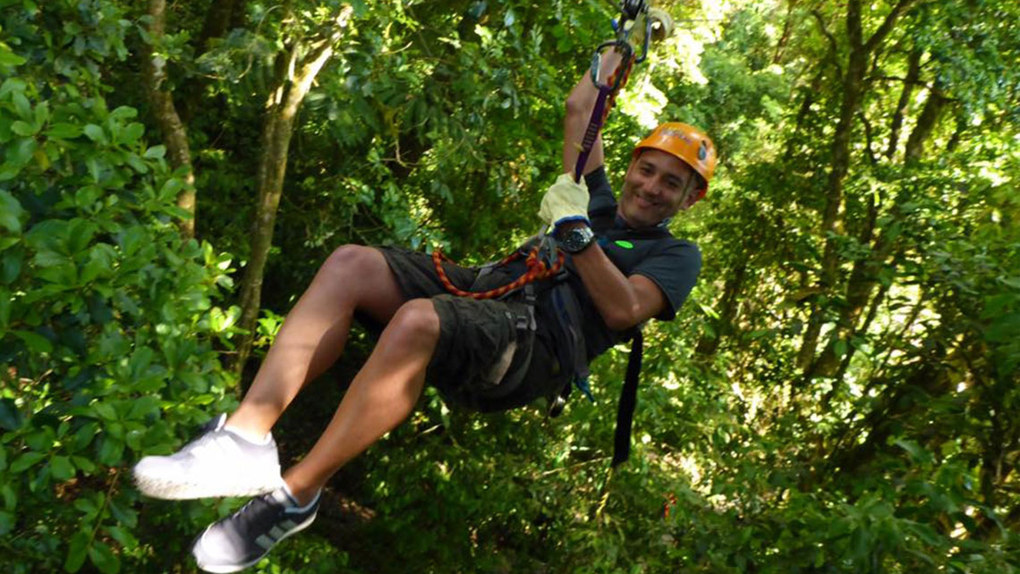 York Ortiz ziplining in Vinales