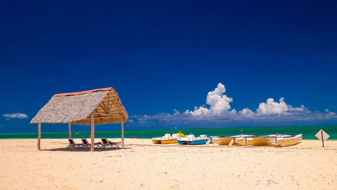 Thatched beach hut in Playa Santa Lucia