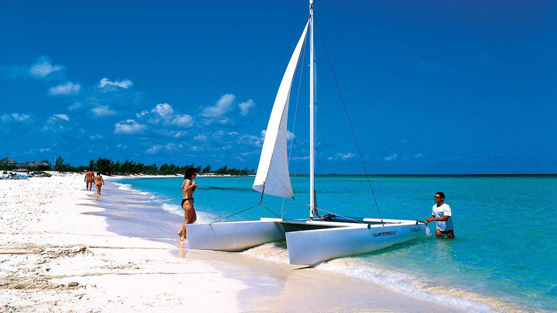Sailing catamaran on the beach