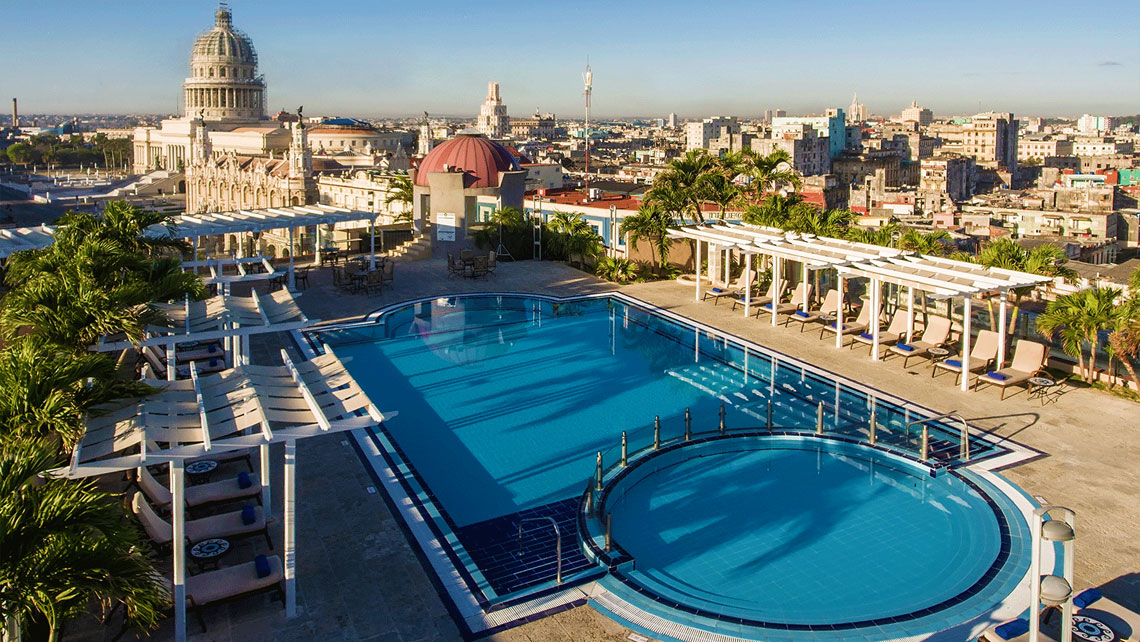 Panoramic views of Havana from the Rooftop bar of Iberostar Parque Central 