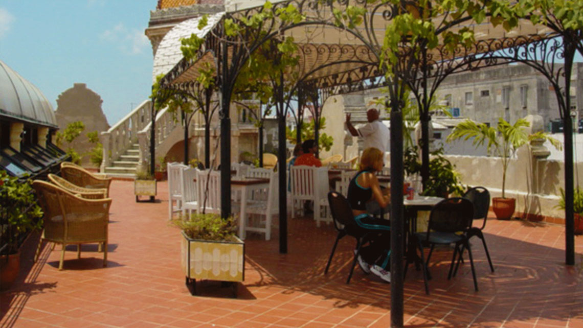 Bar on the roof of Hotel Raquel