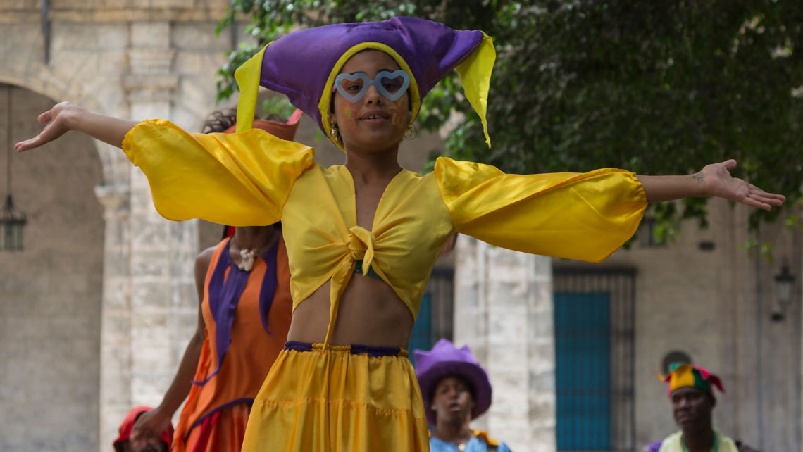 Colourful street performers adorn the cobbled alleys of Old Havana with their drumming and dancing