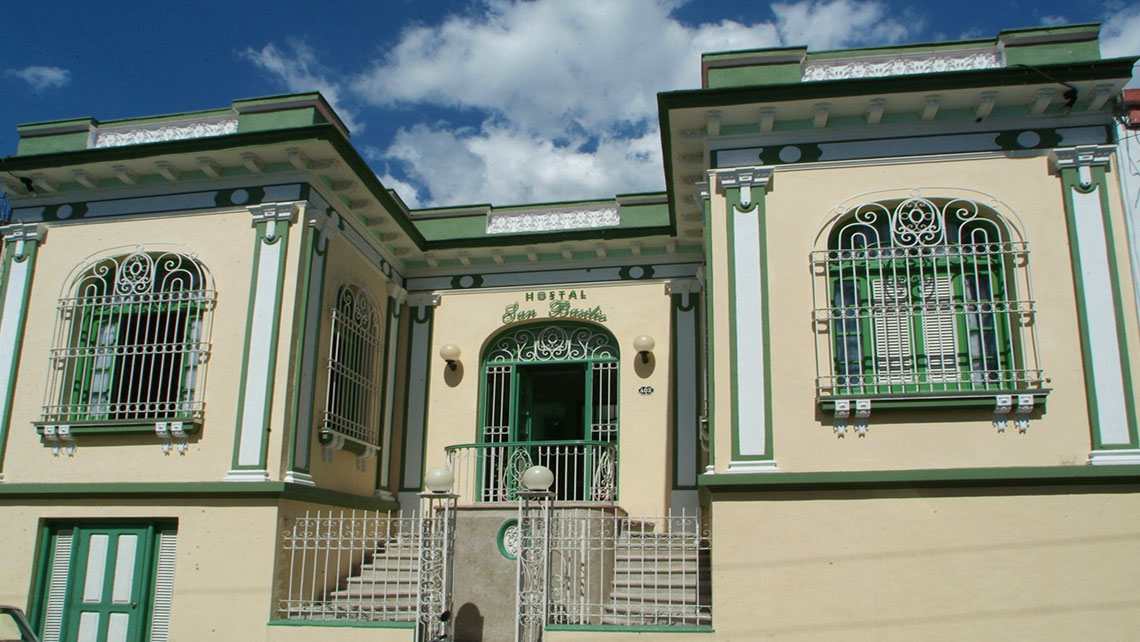 Beautiful façade of Hotel San Basilio in Santiago de Cuba