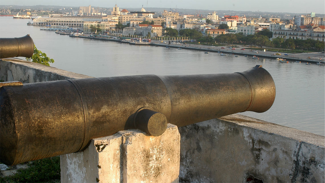 Historic canon in Fortaleza de San Carlos de la Cabana, Havana, Cuba