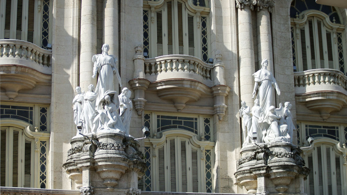 Details of statues of the Grand Theatre of Havana Alicia Alonso