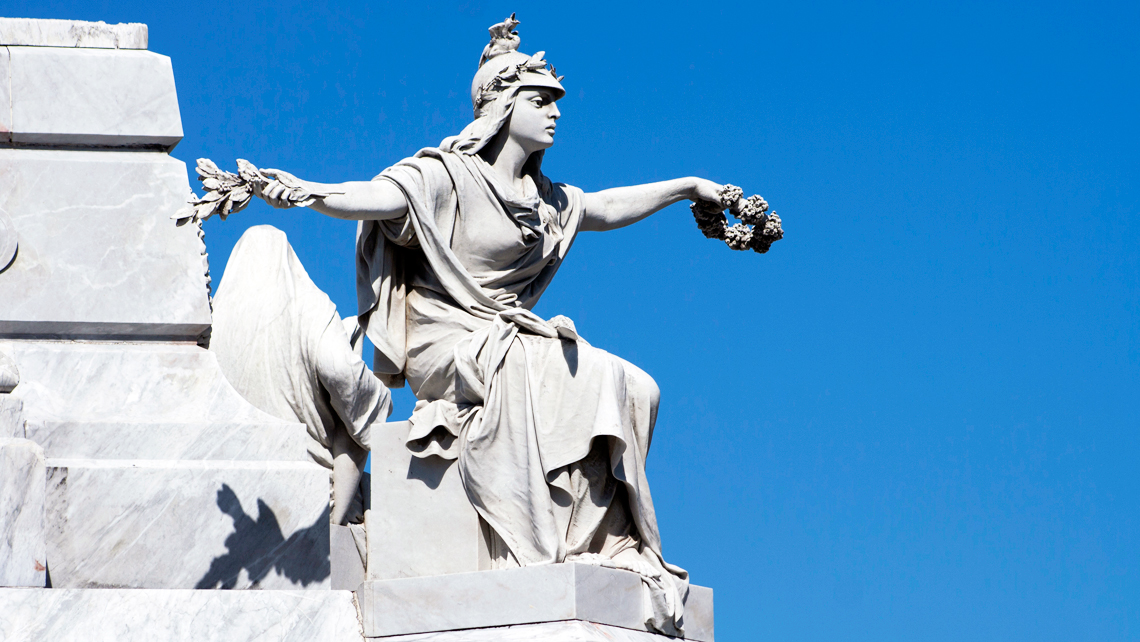 Firefighters monument details, Colon Cemetery in Havana