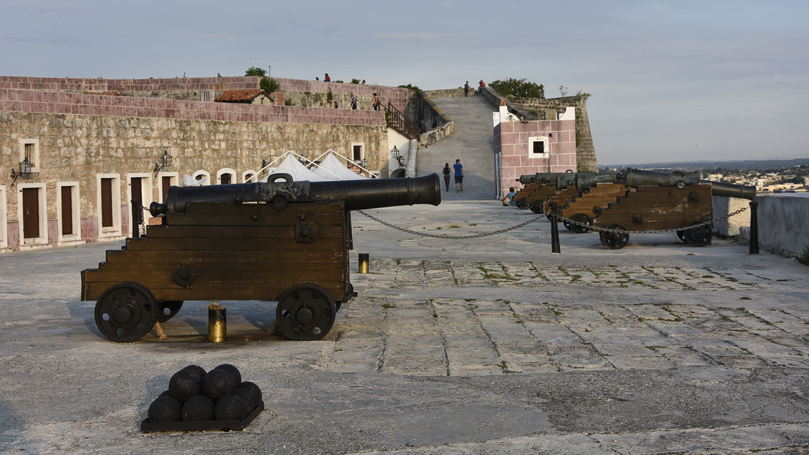 Historic canons in Fortaleza de San Carlos de la Cabaña,