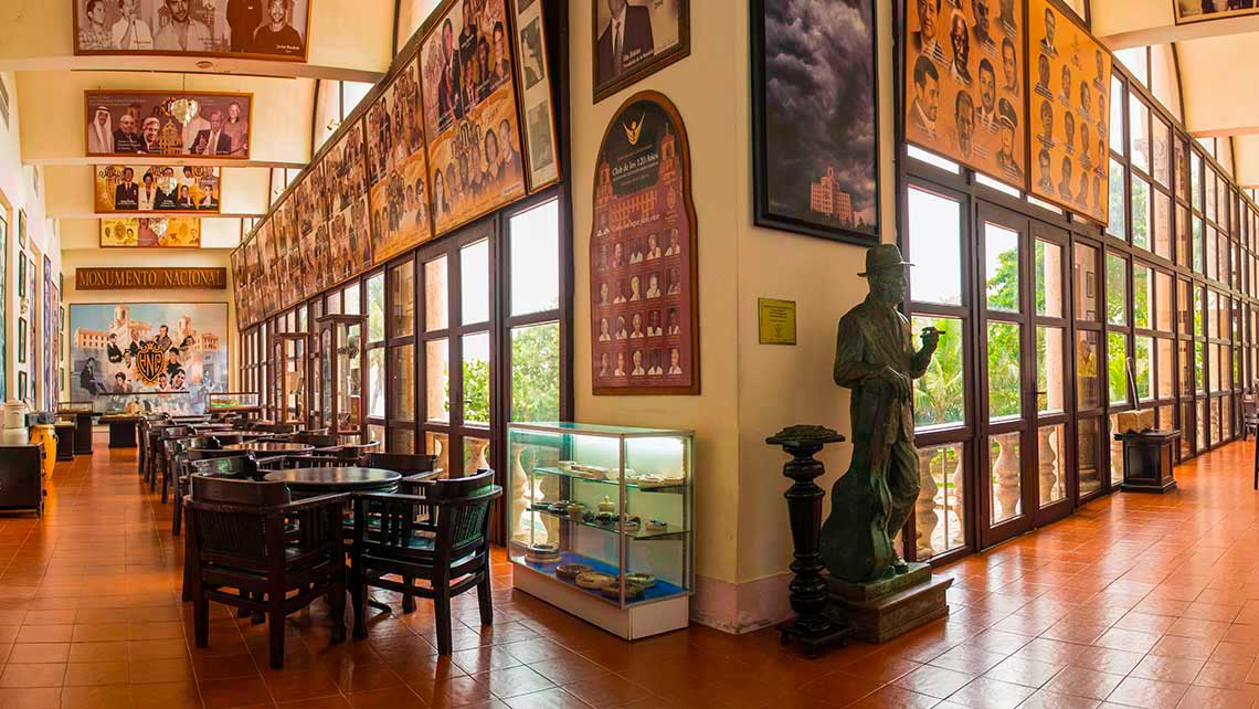 History room at Hotel Nacional de Cuba, portraits and memorabilia from its famous guests