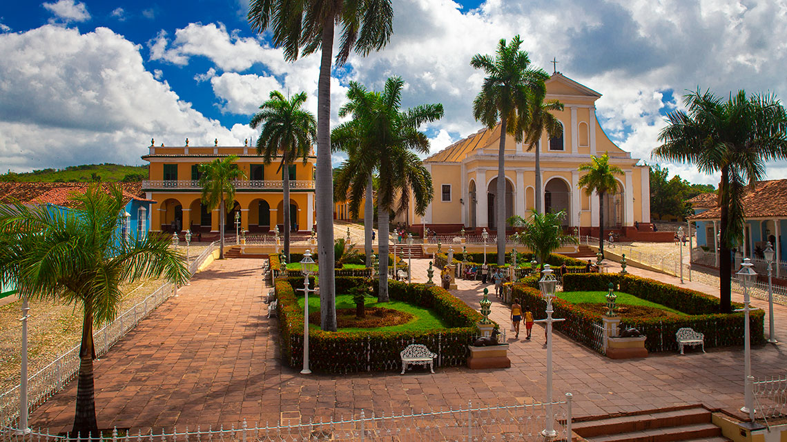 Plaza Mayor, the historical centre of Trinidad. A colonial town in Sancti Spiritus, Central Cuba