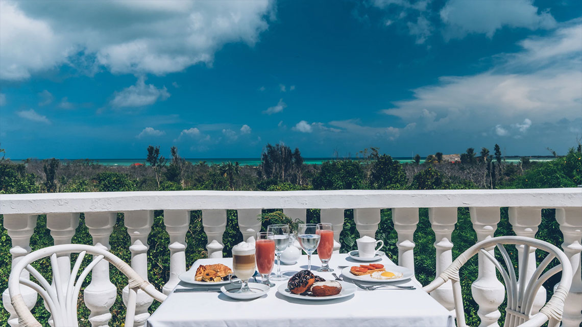 Breakfast with a view in the balcony of a room at Iberostar Selection Ensenachos